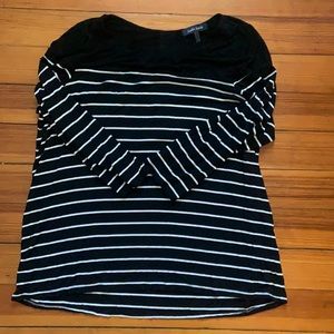 Striped tee with silver button detail